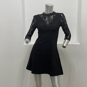 Achielry Mini Little Black Dress Lace Crêpe Fit and Flare Size S NWT